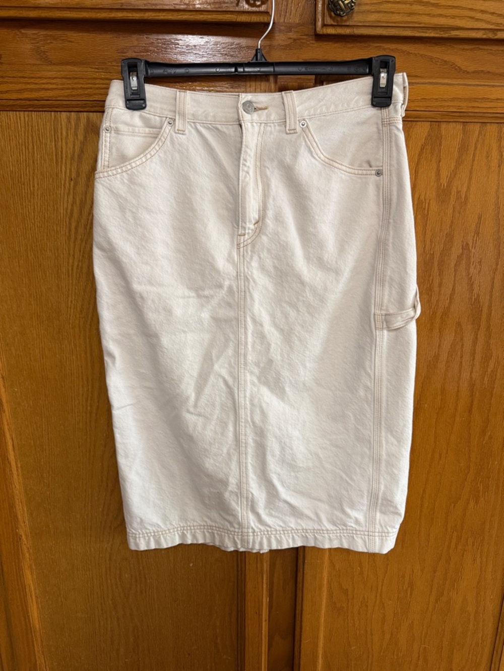 Levi's Cream Denim Pencil Skirt with Side Utility Loop